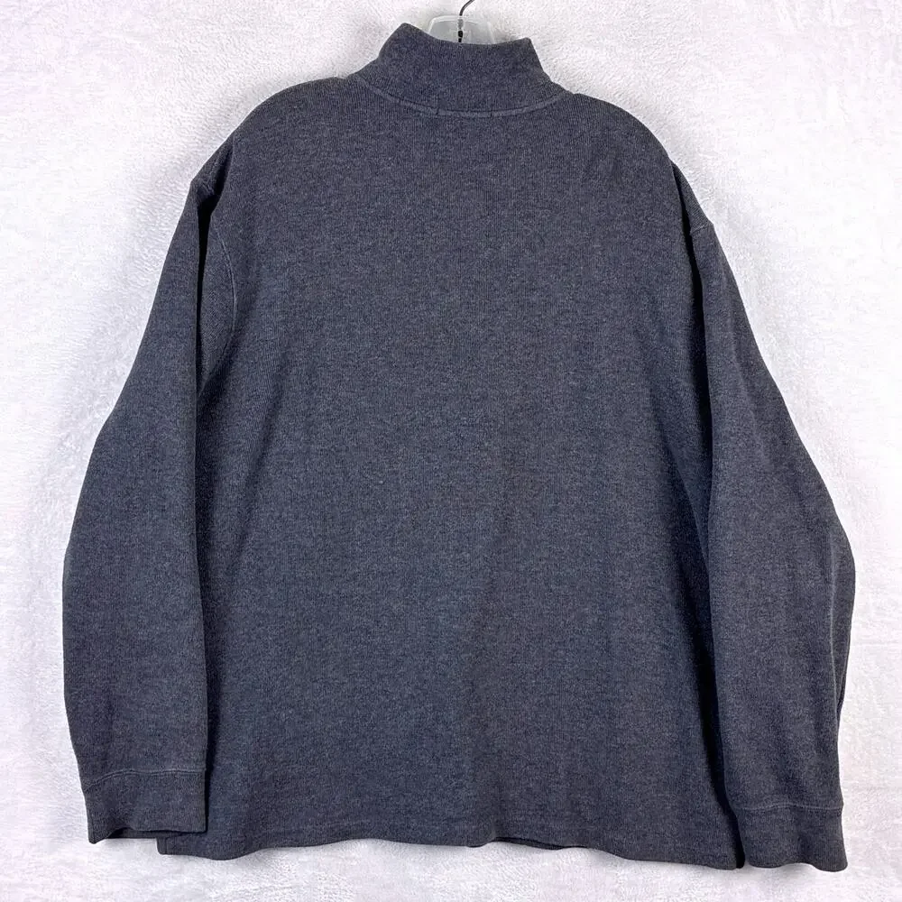 Polo Ralph Lauren 1/4 Zip Sweater Mens XL Gray Red Pony Pullover Preppy Classic